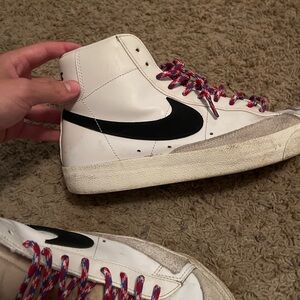 Nike White blazers and Red-Blue Laces